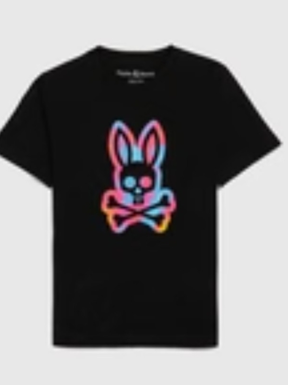 Psycho Bunny Black Tee with Neon Bunny Graphic